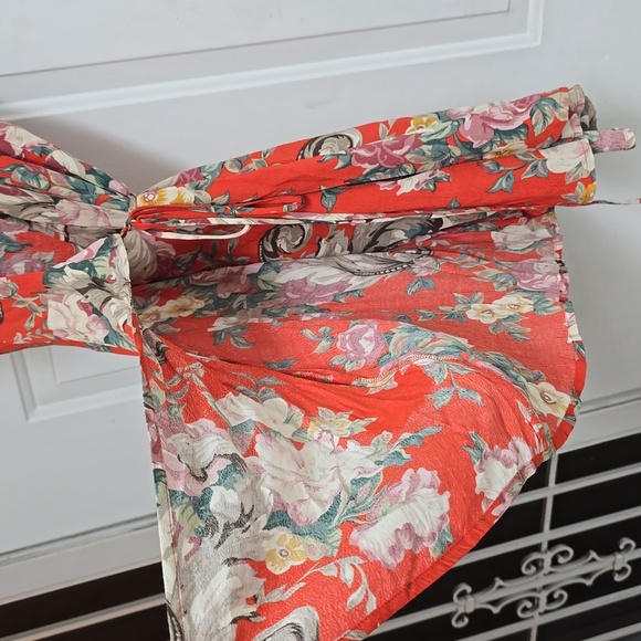 Rolla’s Dancer Coral Red Floral Print Wrap Dress size - Picture 5 of 12